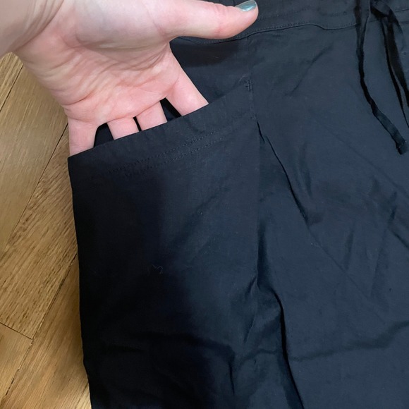 Athleta Black Paradise Straight Leg Cargo Pants Pull On Linen Blend Women's XL - Picture 2 of 7